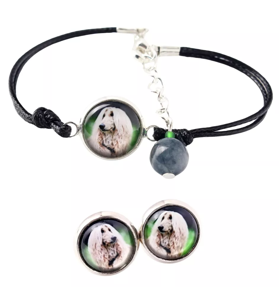 Levrier afghan, Tazi - ensemble de bijoux avec votre photo, accessoire féminin, article fait main, produit fabriqué à la main avec passion pour la création de la marque Art-Dog