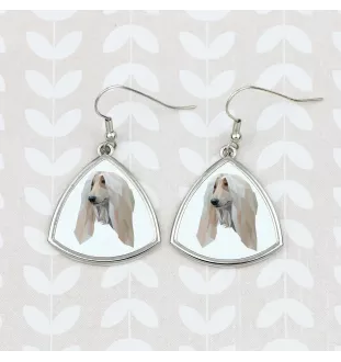 Levrier afghan, Tazi - boucles d'oreilles avec une photo et un motif de chien géométrique Art-Dog