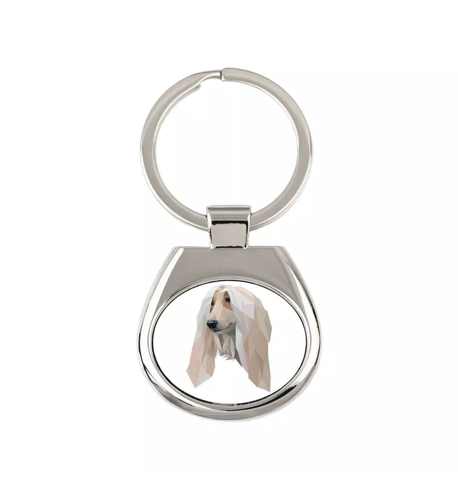 Afghan Hound, Tazi - geometric keychain with a photo and the inscription Art-Dog