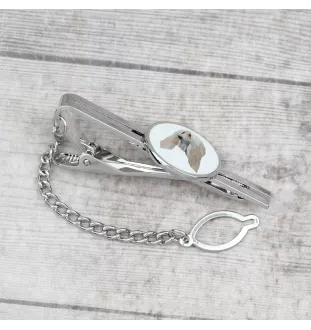 Afghan Hound, Tazi - geometric tie clip with a picture and inscription from Art-Dog