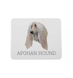 Afghanischer Windhund, Afghane - geometrisches Mauspad mit Bild und Aufschrift von Art-Dog