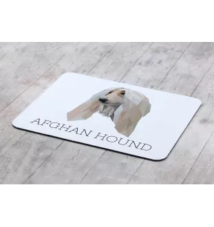 Afghanischer Windhund, Afghane - geometrisches Mauspad mit Bild und Aufschrift von Art-Dog