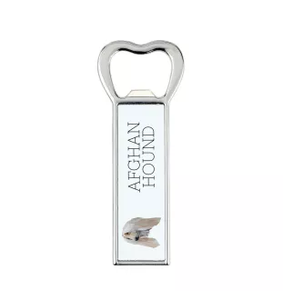 Afghanischer Windhund, Afghane - Flaschenöffner mit Bild und Aufschrift für Bier von Art-Dog
