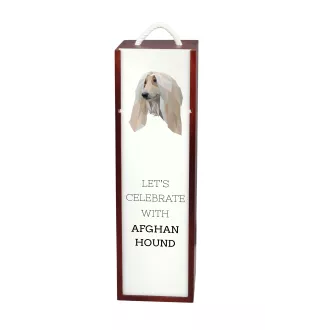 Afghan Hound, Tazi - geometric box with a picture and inscription for wine by Art-Dog