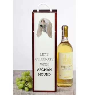 Afghanischer Windhund, Afghane - geometrische Box mit einem Bild und Schriftzug für Wein der Marke Art-Dog