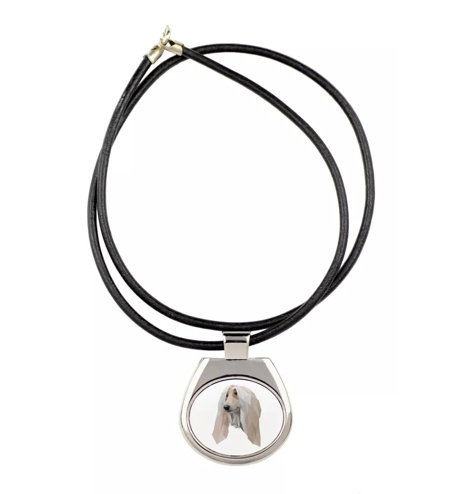 Afghan Hound, Tazi - necklace with a geometric design and the inscription "Art-Dog"