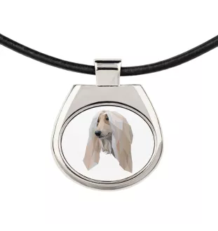Afghan Hound, Tazi - necklace with a geometric design and the inscription "Art-Dog"