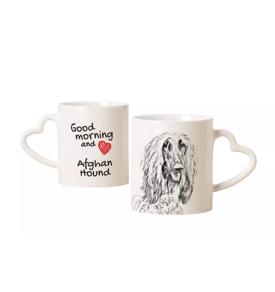 Afghanischer Windhund, Afghane - Tasse mit Hund, entzückende Tasse mit herzförmigem Henkel, universelles Geschenk der Marke Art-Dog