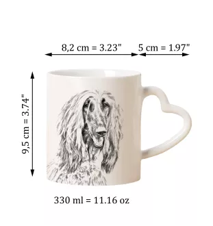 Afghanischer Windhund, Afghane - Tasse mit Hund, entzückende Tasse mit herzförmigem Henkel, universelles Geschenk der Marke Art-Dog