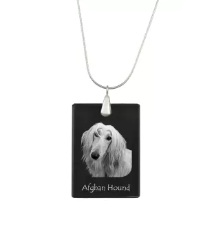 Afghan Hound, Tazi - Crystal pendant with dog, silver necklace with photo, personalised pendant by Art-Dog brand