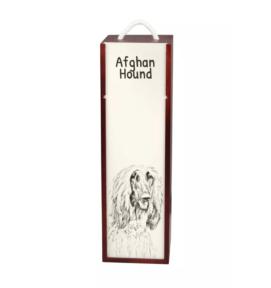 Afghan Hound, Tazi - wine box with a dog, alcohol box with graphics, personalized gift box from the Art-Dog brand