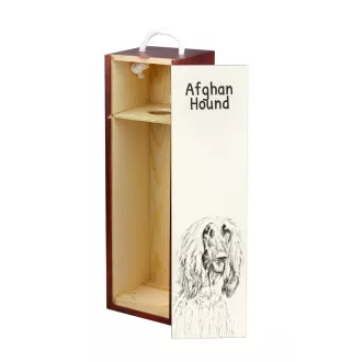 Levrier afghan, Tazi - boîte à vin avec chien, boîte à alcool avec graphisme, boîte cadeau personnalisée de la marque Art-Dog