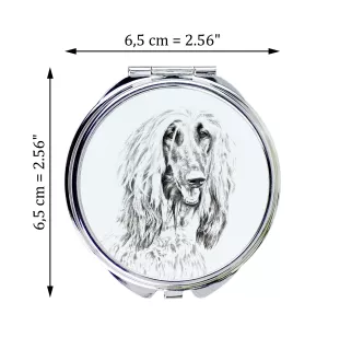 Afghanischer Windhund, Afghane - Taschenspiegel mit Hund, personalisierter Taschenspiegel, kompakter Spiegel mit Art-Dog-Logo