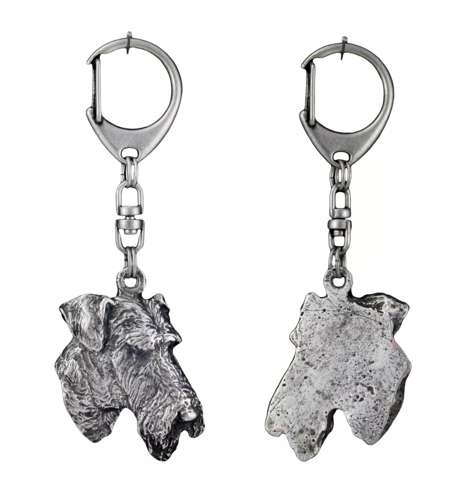 Airedale Terrier, Bingley Terrier - Silver-plated key ring with dog, handbag decoration, backpack pendant by Art-Dog brand
