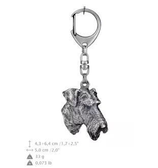 Airedale Terrier, Bingley Terrier - Silver-plated key ring with dog, handbag decoration, backpack pendant by Art-Dog brand