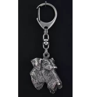 Airedale Terrier, Waterside Terrier, Bingley Terrier - Porte-clés argenté avec chien, décoration de sac à main, pendentif de sac à dos par la marque Art-Dog