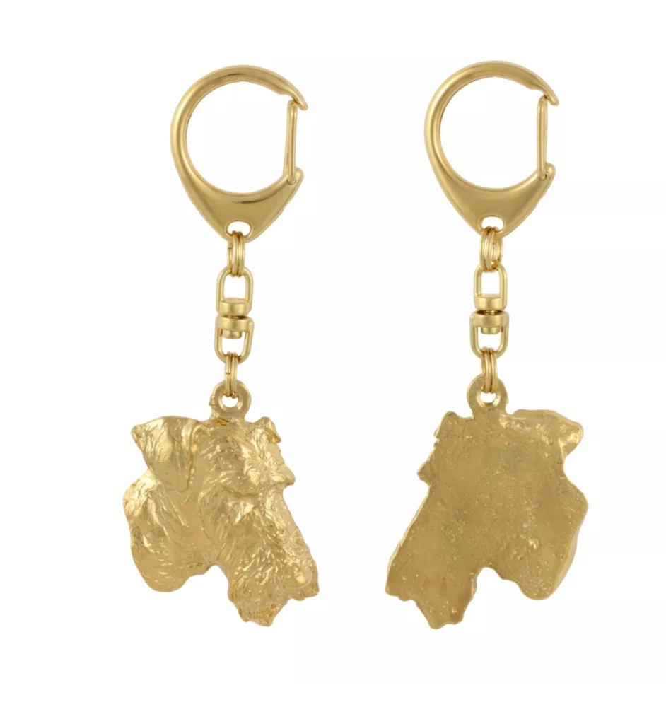 Airedale Terrier, Bingley Terrier - Gilded key ring with dog, handbag decoration, luxury accessory by Art-Dog brand