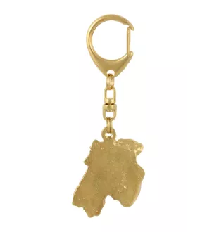 Airedale Terrier, Waterside Terrier - Vergoldeter Schlüsselanhänger mit Hund, Handtaschenschmuck, Luxus-Accessoire der Marke Art-Dog