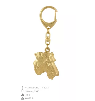 Airedale Terrier, Waterside Terrier - Vergoldeter Schlüsselanhänger mit Hund, Handtaschenschmuck, Luxus-Accessoire der Marke Art-Dog