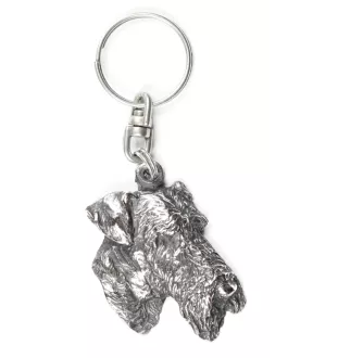 Airedale Terrier, Waterside Terrier - Versilberter Anhänger mit einem Hund in einer dekorativen Box, Handtaschenschmuck, Rucksackanhänger der Marke Art-Dog