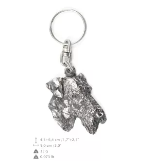 Airedale Terrier, Waterside Terrier - Versilberter Schlüsselanhänger mit Hund in einer Geschenkbox, Handtaschenschmuck, Rucksackanhänger der Marke Art-Dog