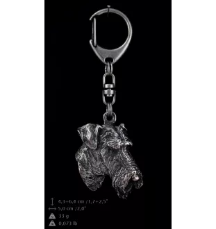 Airedale Terrier, Waterside Terrier - Versilberter Schlüsselanhänger mit Hund in einer Geschenkbox, Handtaschenschmuck, Rucksackanhänger der Marke Art-Dog