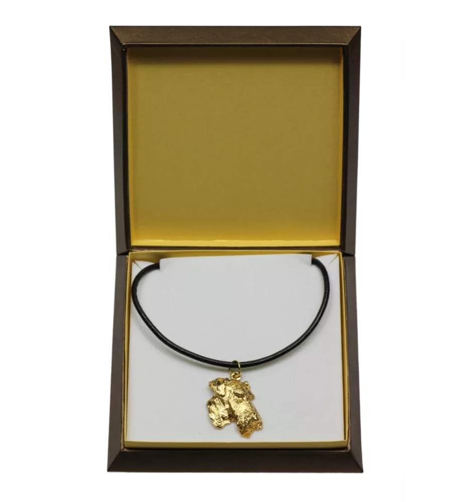 Airedale Terrier, Bingley Terrier - Dog necklace in gift box, gold-plated pendant for dog fan, striking jewellery by Art-Dog
