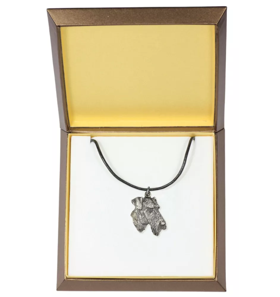 Airedale Terrier, Bingley Terrier - Dog necklace in gift box, silver-plated locket for dog fan, striking pendant by Art-Dog brand
