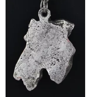 Airedale Terrier, Waterside Terrier - Hundehalsband in Geschenkbox, versilbertes Medaillon für Hundefans, markanter Anhänger der Marke Art-Dog