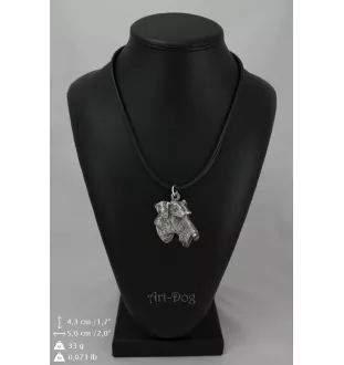 Airedale Terrier, Waterside Terrier - Hundehalsband in Geschenkbox, versilbertes Medaillon für Hundefans, markanter Anhänger der Marke Art-Dog