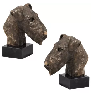 Airedale Terrier, Waterside Terrier - Hundestatue, Büste auf Steinsockel, Skulptur, Trophäe für Hundeausstellung der Marke Art-Dog