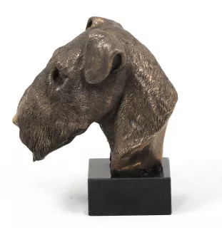 Airedale Terrier, Waterside Terrier, Bingley Terrier - Statue de chien, buste sur socle en pierre, sculpture, trophée pour exposition canine par la marque Art-Dog