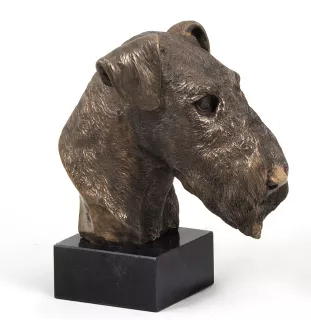 Airedale Terrier, Bingley Terrier - Dog statue, bust on stone base, sculpture, trophy for dog show by Art-Dog brand