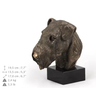 Airedale Terrier, Waterside Terrier - Hundestatue, Büste auf Steinsockel, Skulptur, Trophäe für Hundeausstellung der Marke Art-Dog