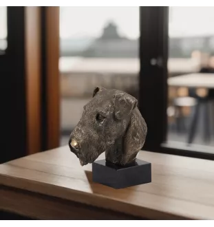 Airedale Terrier, Waterside Terrier - Hundestatue, Büste auf Steinsockel, Skulptur, Trophäe für Hundeausstellung der Marke Art-Dog