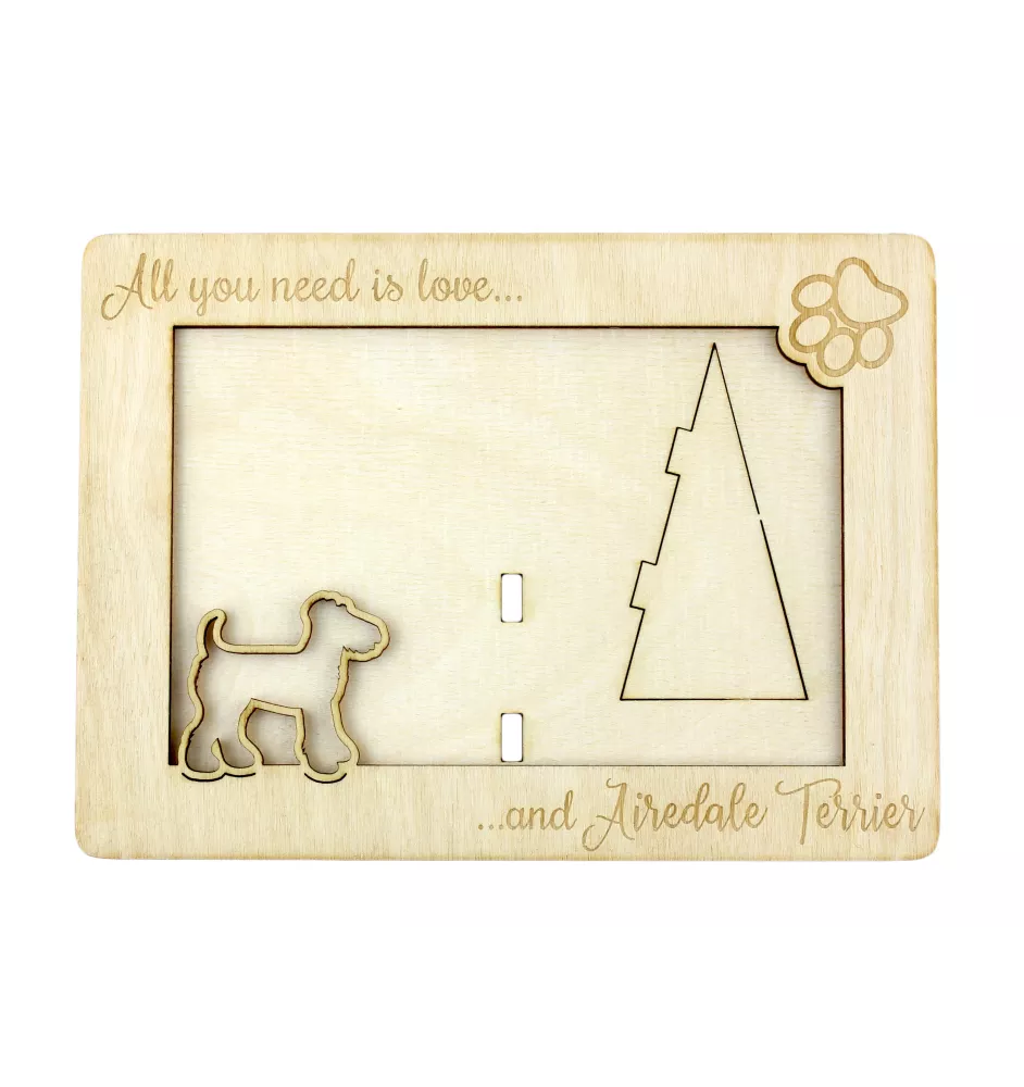 Airedale Terrier, Bingley Terrier - Photo frame, engraved wooden frame, a lovely gadget for the dog lover by Art-Dog