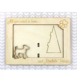 Airedale Terrier, Bingley Terrier - Photo frame, engraved wooden frame, a lovely gadget for the dog lover by Art-Dog