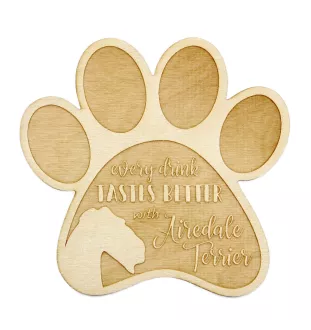 Airedale Terrier, Bingley Terrier - Mug coaster, engraved coaster with dog, gift for dog lover by Art-Dog brand