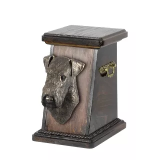 Airedale Terrier, Waterside Terrier, Bingley Terrier - urne pour les cendres d'un chien, une urne élégante avec une statuette, une urne commémorative avec un buste de chien de la marque Art-Dog