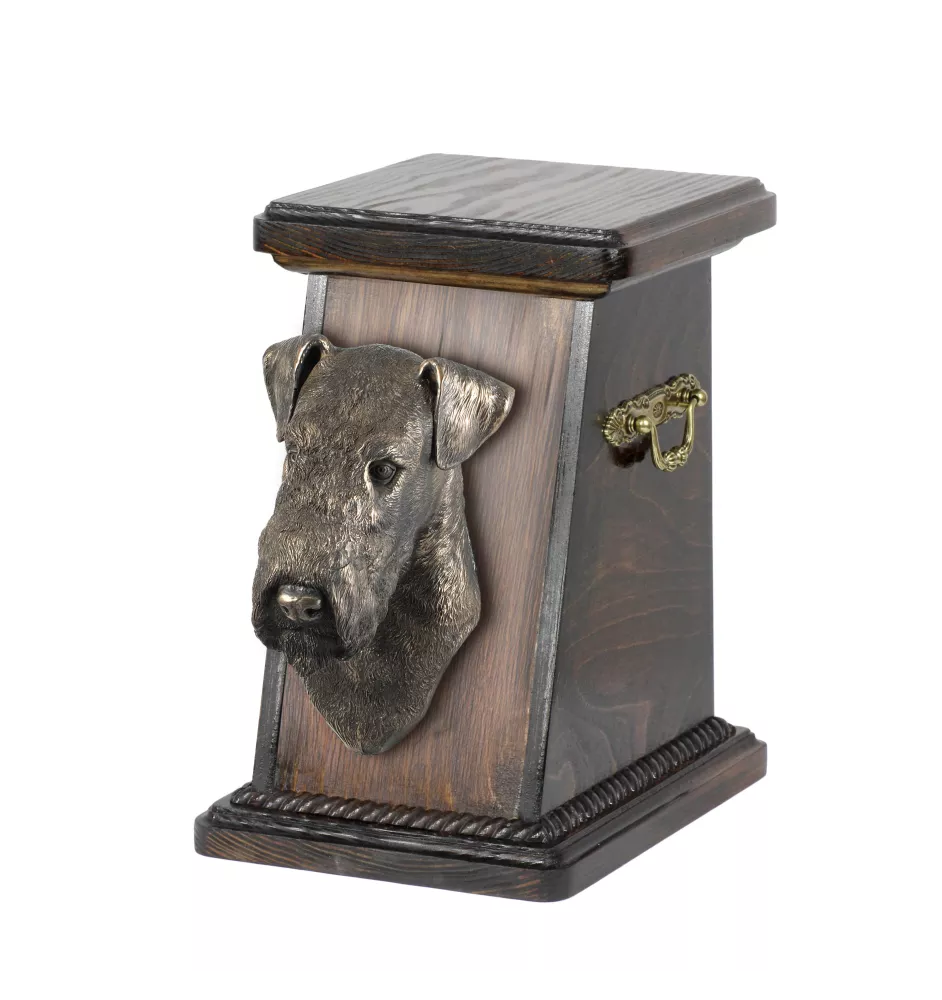 Airedale Terrier, Waterside Terrier, Bingley Terrier - urne pour les cendres d'un chien, une urne élégante avec une statuette, une urne commémorative avec un buste de chien de la marque Art-Dog