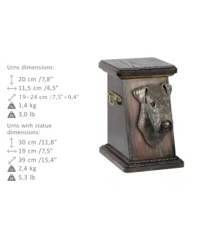 Airedale Terrier, Waterside Terrier, Bingley Terrier - urne pour les cendres d'un chien, une urne élégante avec une statuette, une urne commémorative avec un buste de chien de la marque Art-Dog
