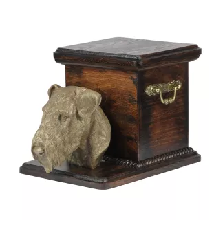 Airedale Terrier, Bingley Terrier - urn for dog ashes with a statuette, elegant urn for a dog, unique urn with a bust of a dog by Art-Dog brand