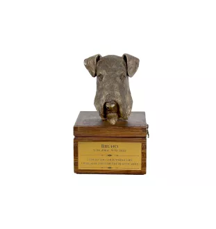 Airedale Terrier, Waterside Terrier, Bingley Terrier - urne pour les cendres du chien avec une statuette, petite urne pour chien, urne personnalisée avec le buste du chien de la marque Art-Dog
