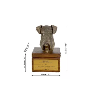 Airedale Terrier, Waterside Terrier, Bingley Terrier - urne pour les cendres du chien avec une statuette, petite urne pour chien, urne personnalisée avec le buste du chien de la marque Art-Dog