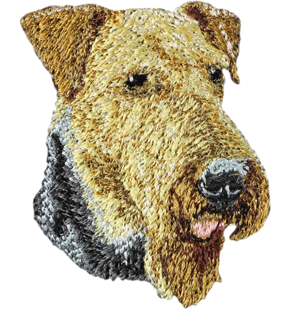 Airedale Terrier, Bingley Terrier - dog-shaped patch, embroidered patch, unique decoration for Art-Dog backpack