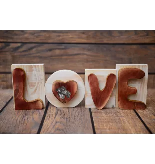 Airedale Terrier, Bingley Terrier - wooden LOVE sign, interior decoration with a dog, charming ornament for the shelf by Art-Dog brand