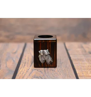 Airedale Terrier, Bingley Terrier - wooden candle holder with a dog, a unique souvenir after losing a dog, a handicraft from the Art-Dog brand