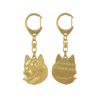 Alaskan Malamute - Gilded key ring with dog in gift box, handbag decoration, luxury accessory by Art-Dog brand