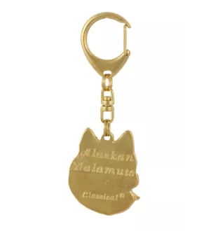Alaskan Malamute, Alaskischer Malamute - Vergoldeter Schlüsselanhänger mit Hund in Geschenkbox, Handtaschen-Dekoration, Luxus-Accessoire der Marke Art-Dog