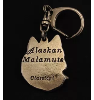 Alaskan Malamute - Silver-plated key ring with a dog in a gift box, handbag decoration, backpack pendant by Art-Dog brand